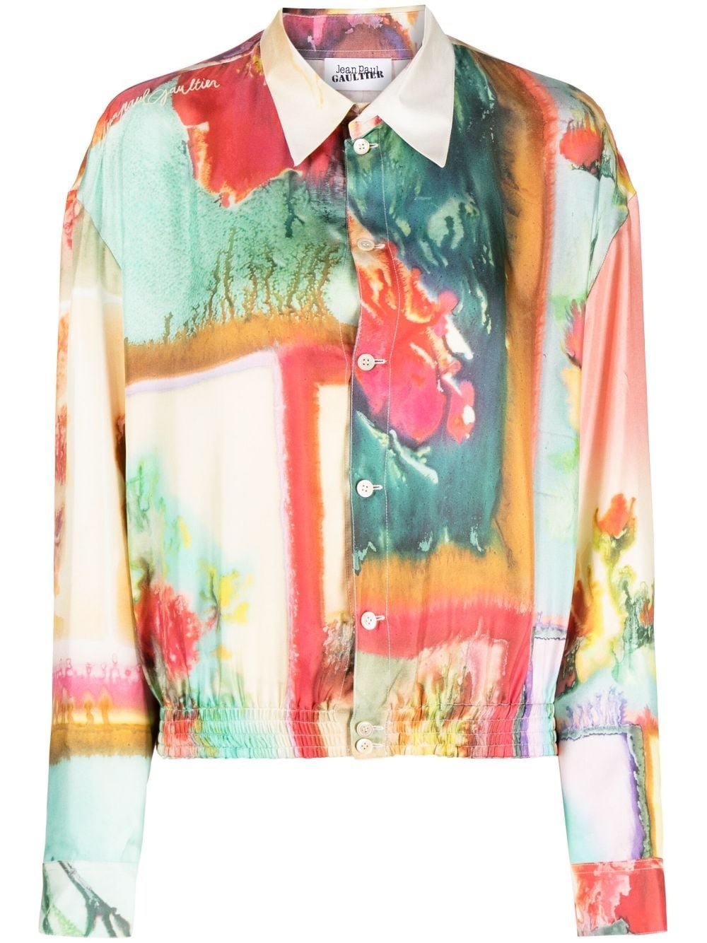 abstract-print silk shirt - 1