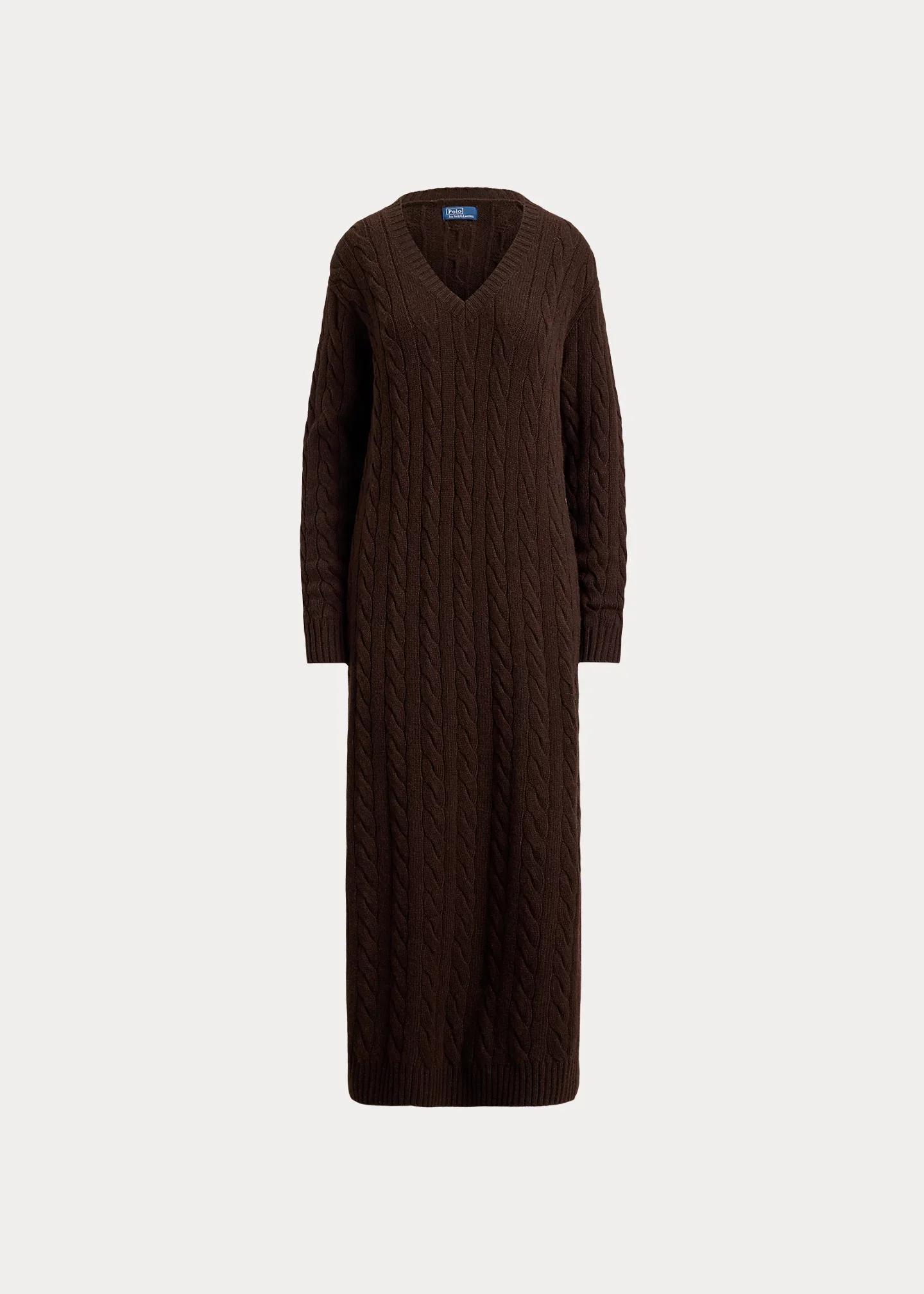 Cable-Knit V-Neck Sweater Dress - 1