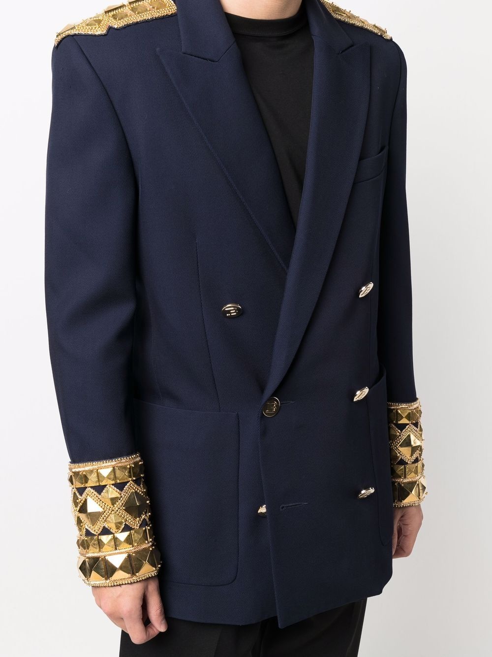 embroidered double-breasted blazer - 5