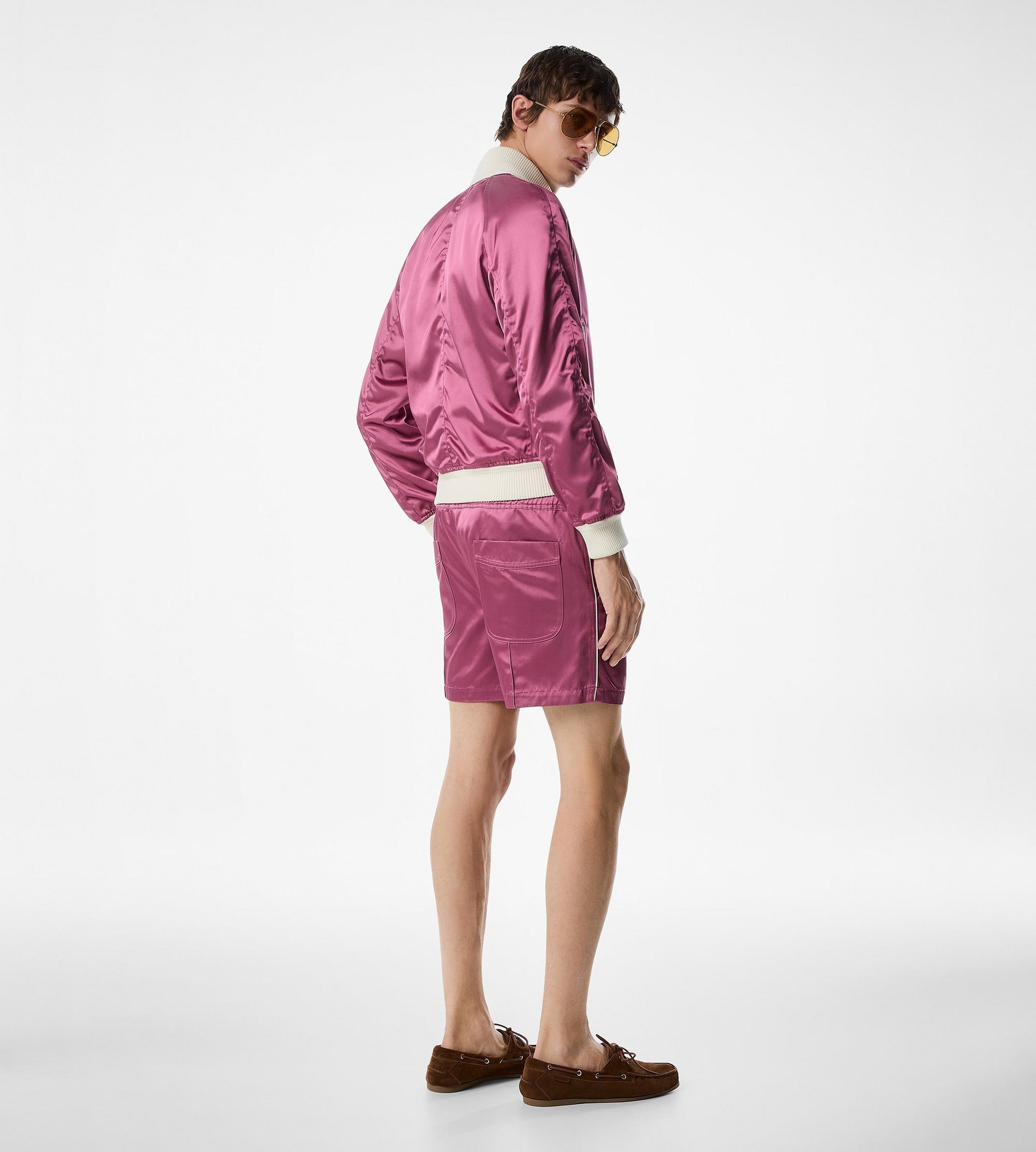 SHINY RAYON SATIN SHORTS WITH PIPING - 3