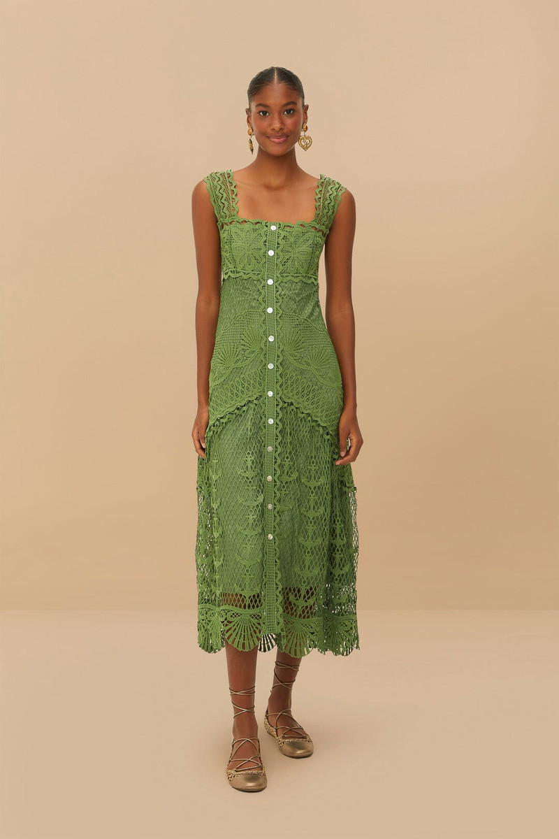 Green Nautical Guipure Maxi Dress 1