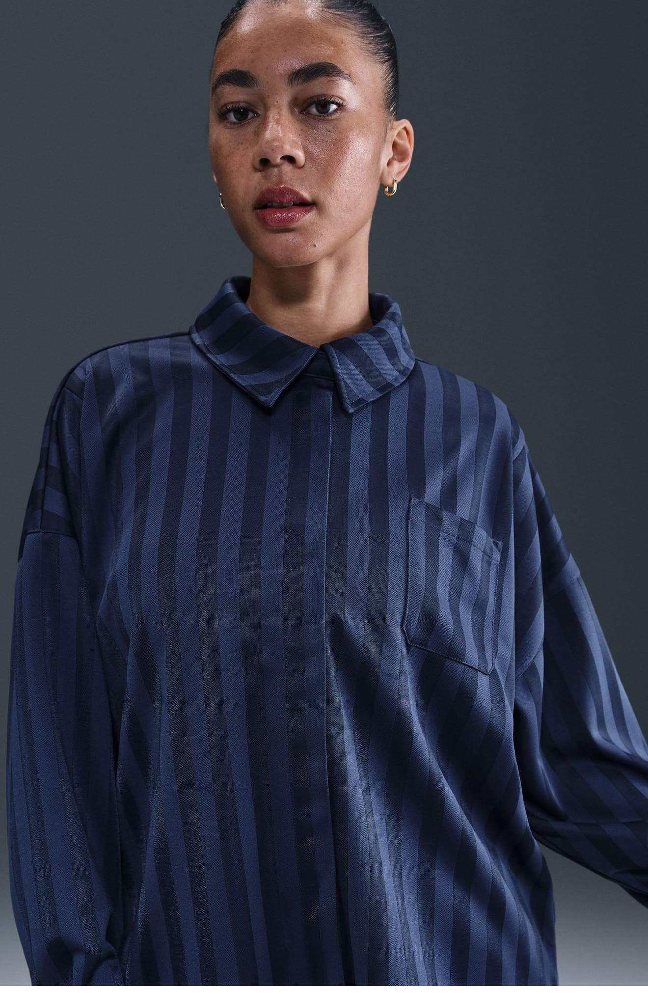 Nike Sportswear Stripe Shirt in Midnight Navy/Obsidian at Nordstrom - 7