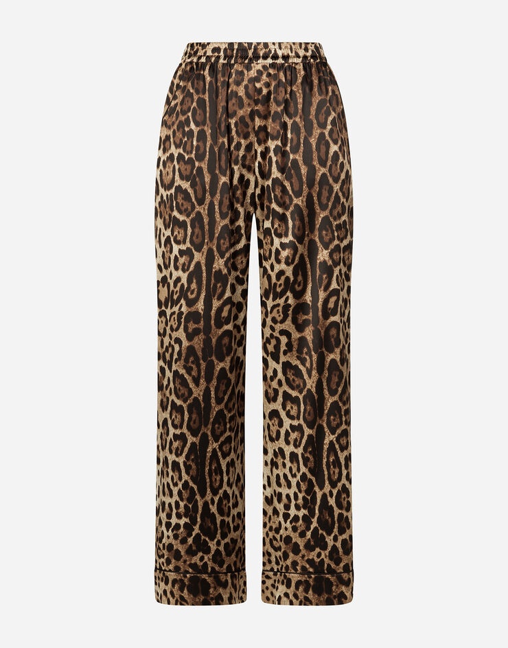 Leopard-print satin pajama pants - 1