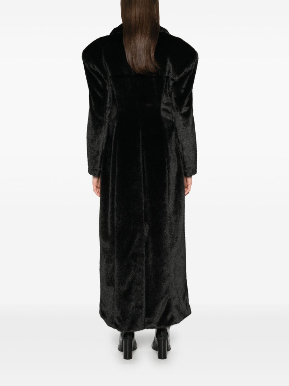 scarf-detail faux-fur coat - 4