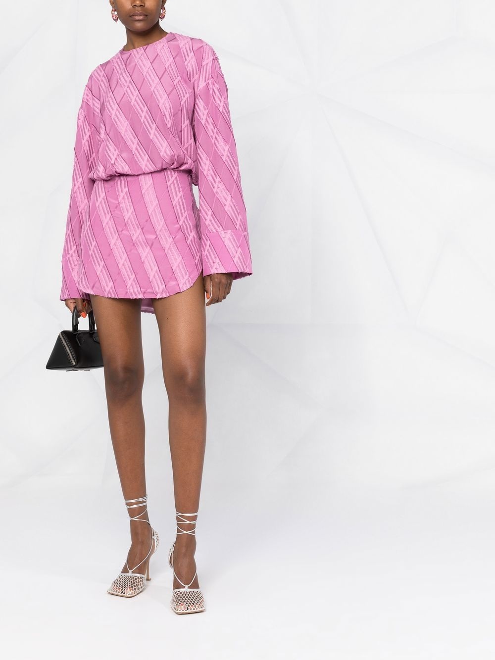 long-sleeved jacquard dress - 2