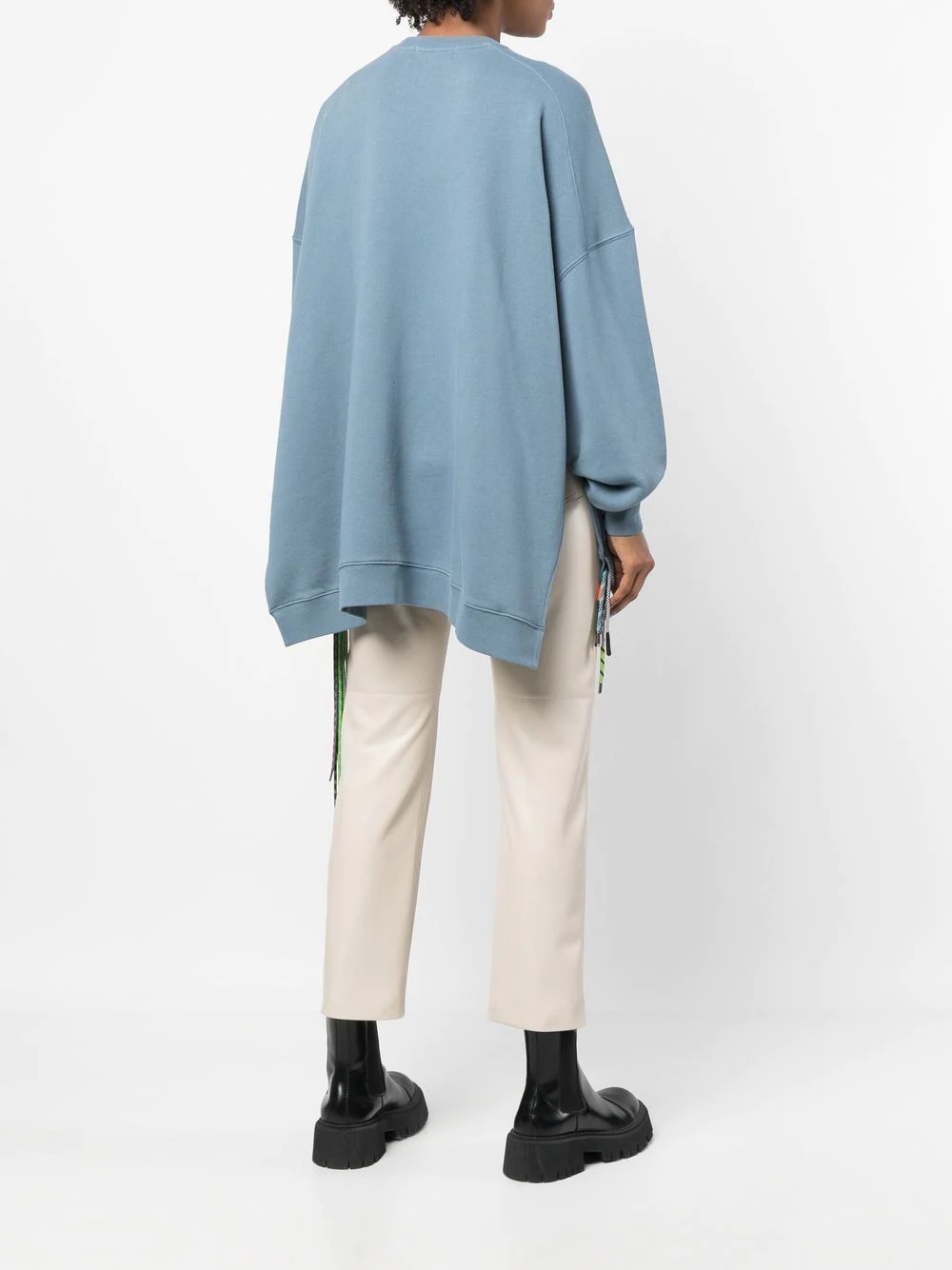 cord-detail crew-neck sweatshirt - 4