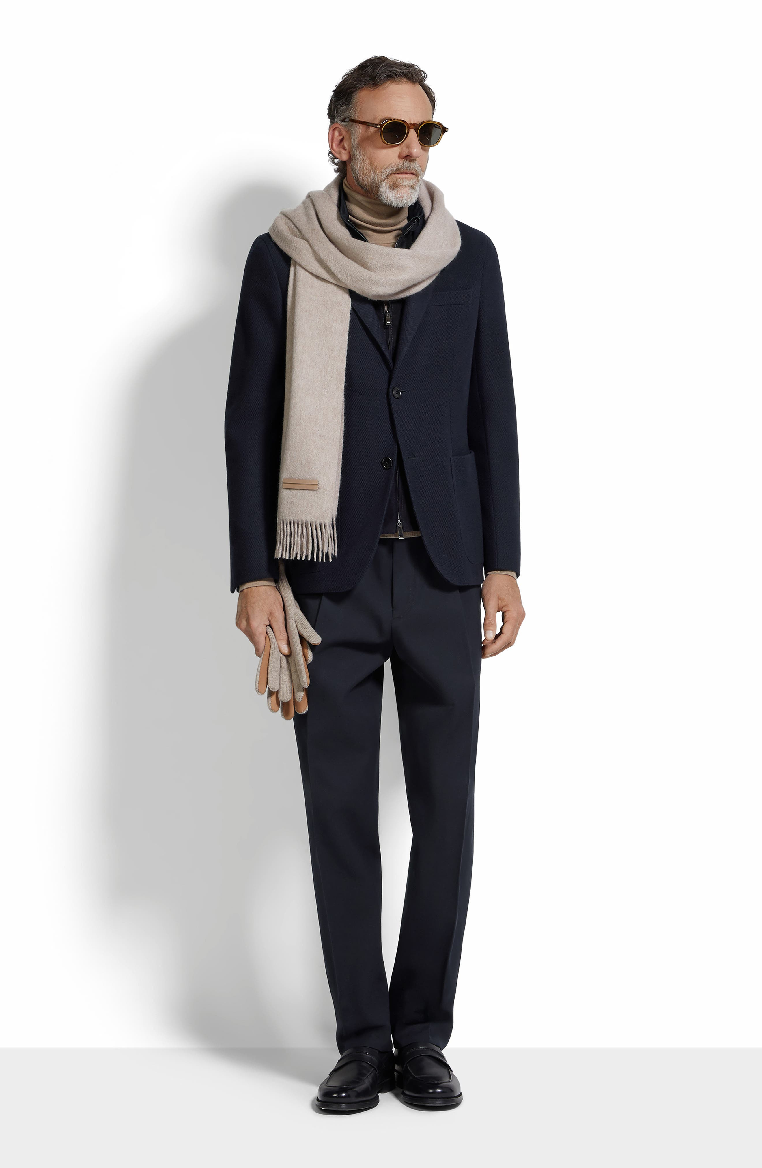 ZEGNA High Performance™ Wool & Cotton Jersey Sport Coat with Detachable Suede Bib in Navy Blue at No - 5