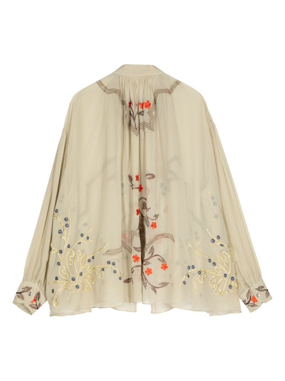 embroidered-design silk chiffon blouse - 2