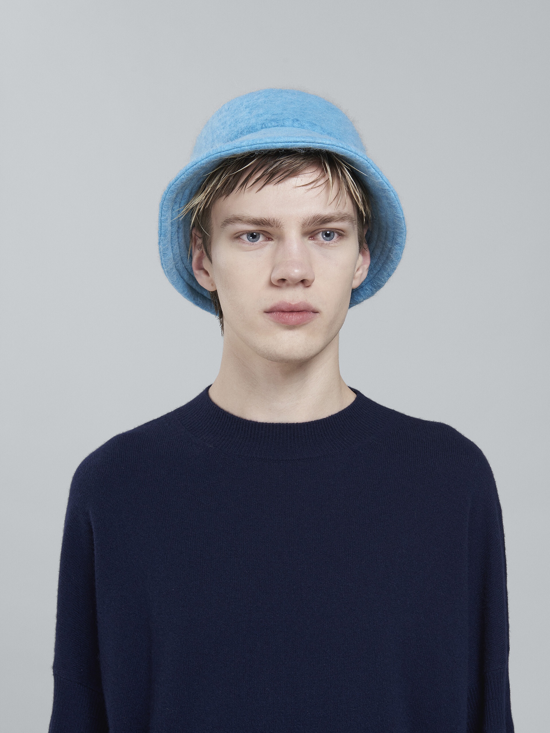 SKY BLUE BRUSHED WOOL BLEND BUCKET HAT - 2