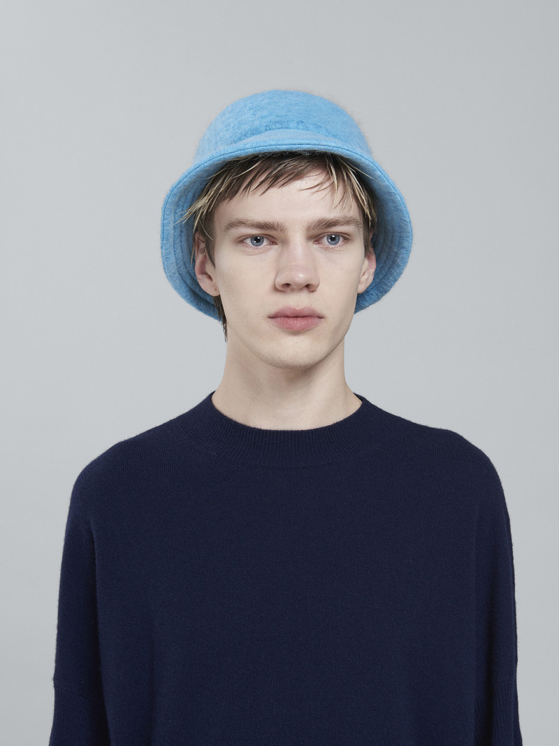 Marni SKY BLUE BRUSHED WOOL BLEND BUCKET HAT outlook