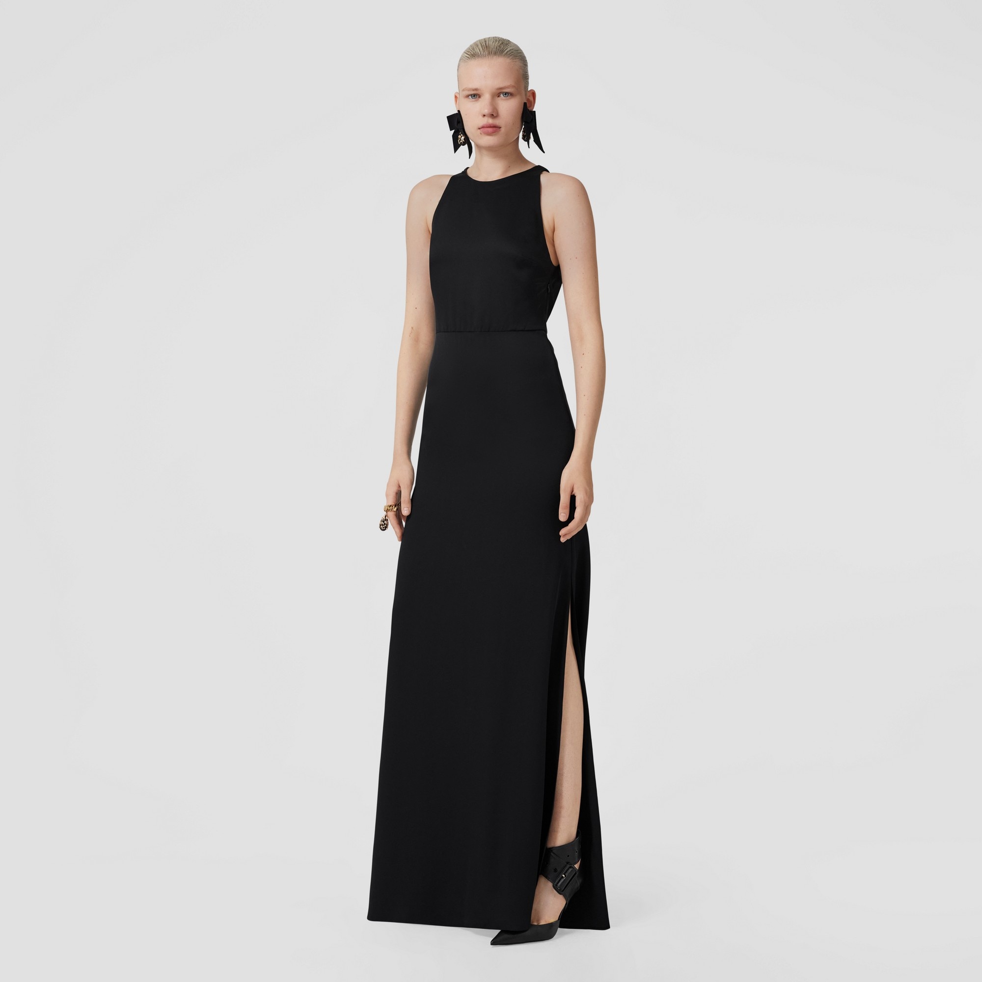 Sleeveless Silk Satin Gown - 7