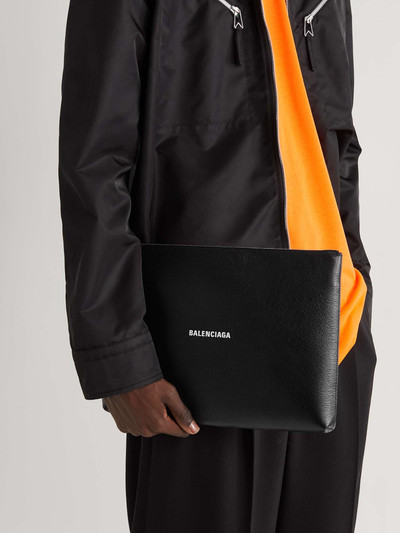 BALENCIAGA Logo-Print Full-Grain Leather Pouch outlook