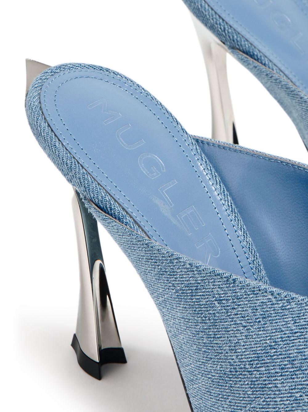 denim pointed toe mules - 4