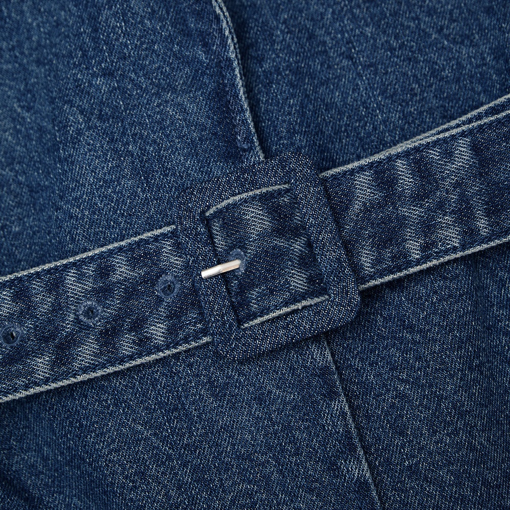 Belted Denim Blazer - 6
