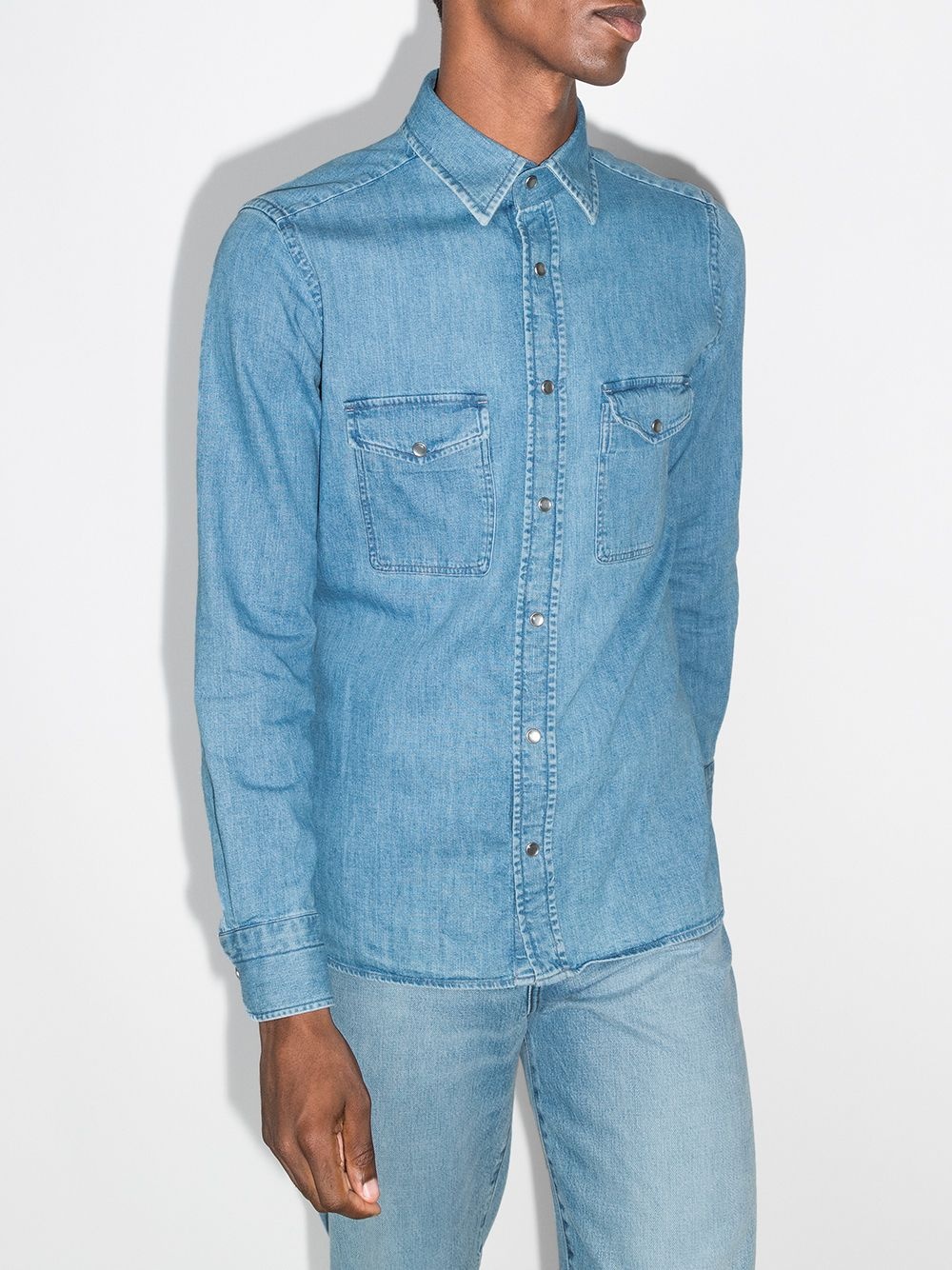 light-wash denim shirt - 2