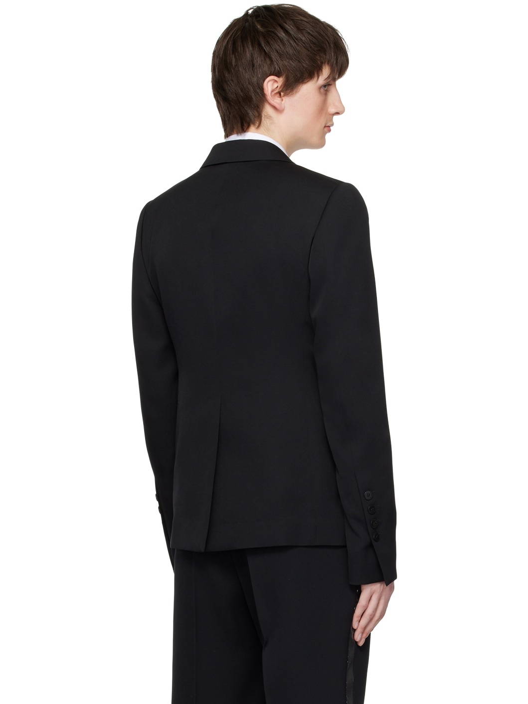 Black Metallic Lapel Blazer - 3