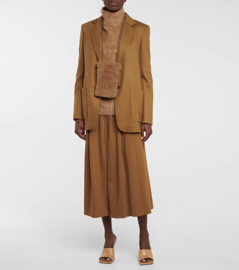 Camel hair and silk shoulder bag - 5
