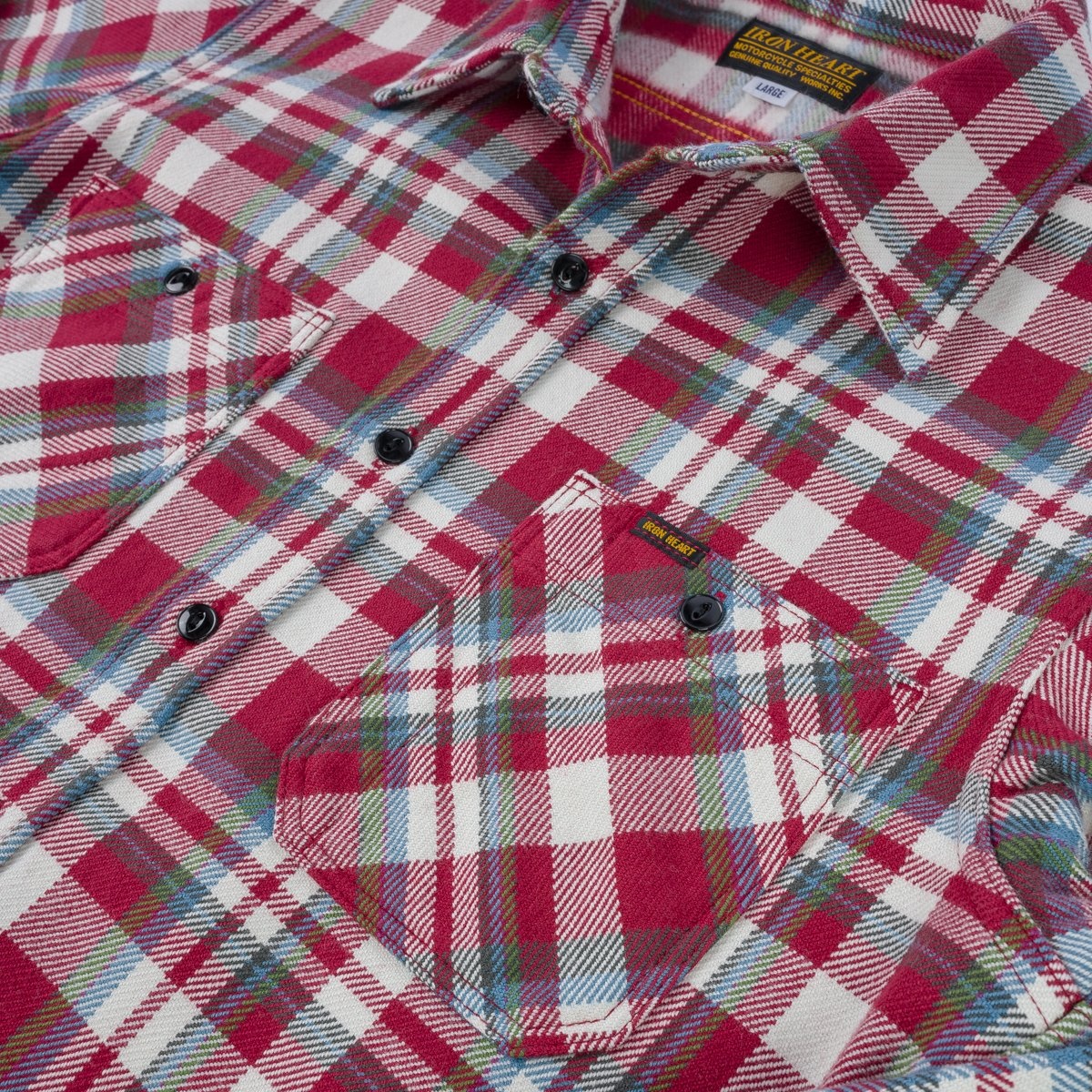 IHSH-371-RED Ultra Heavy Flannel Crazy Check Work Shirt - Red - 8