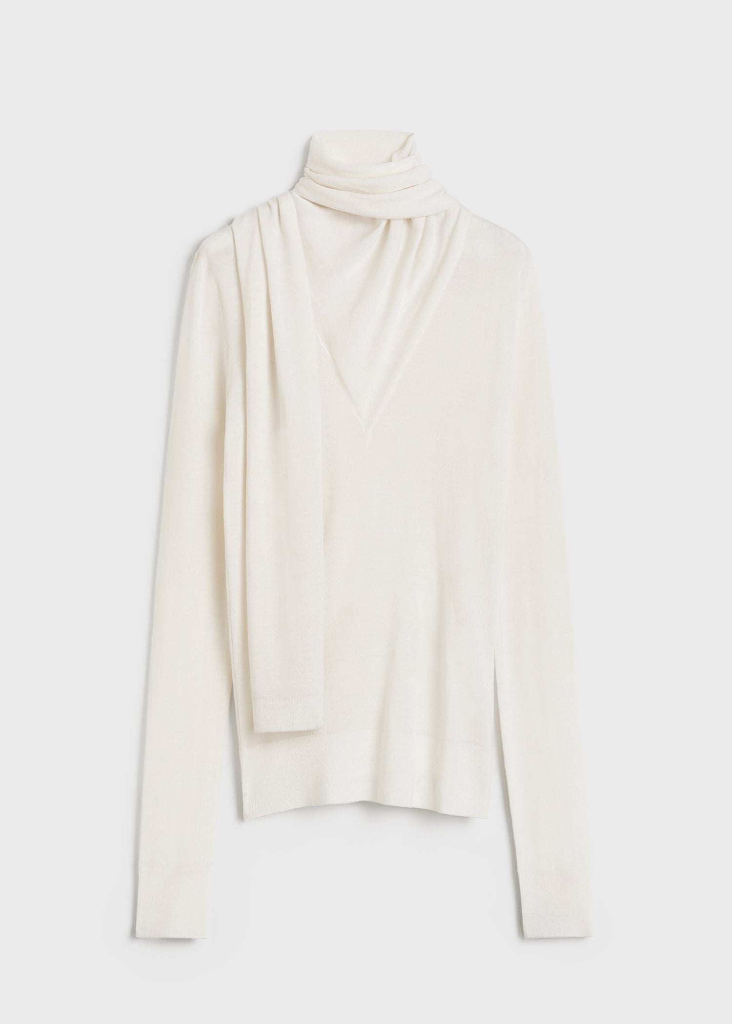 Draped-scarf fine knit off-white - 1