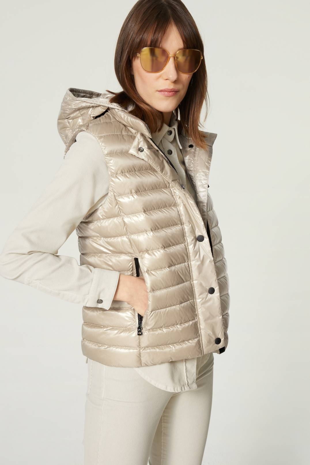 NENI LIGHTWEIGHT DOWN WAISTCOAT IN SAND - 2
