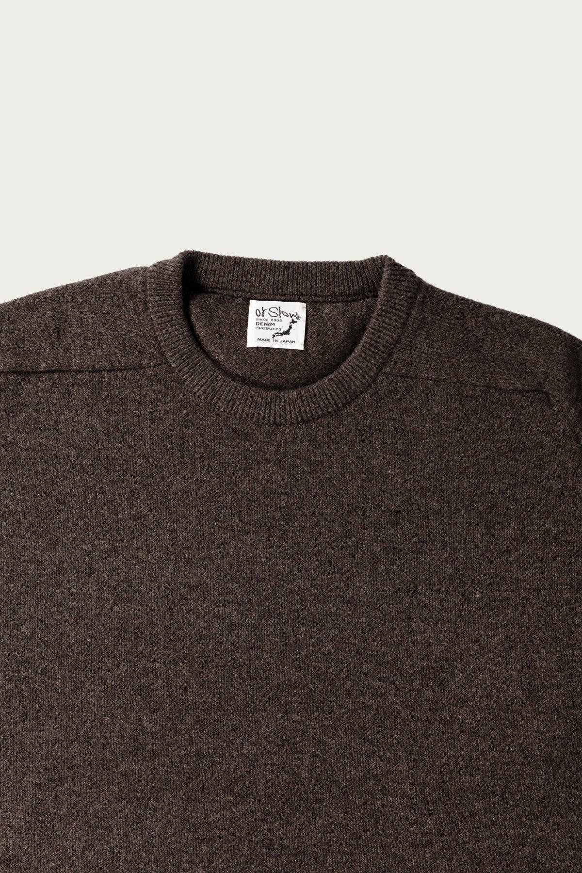 Simple Crew Neck Sweater Crafted in Japan - Brown - 2
