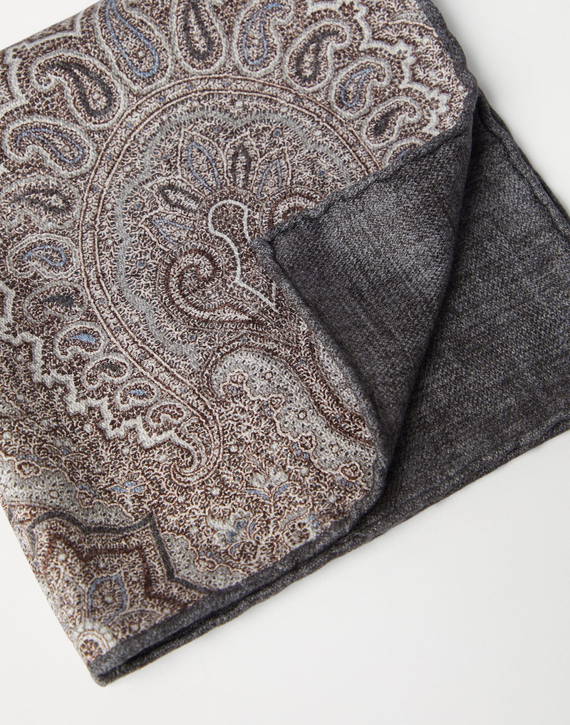 Brunello Cucinelli Silk pocket square with paisley design outlook