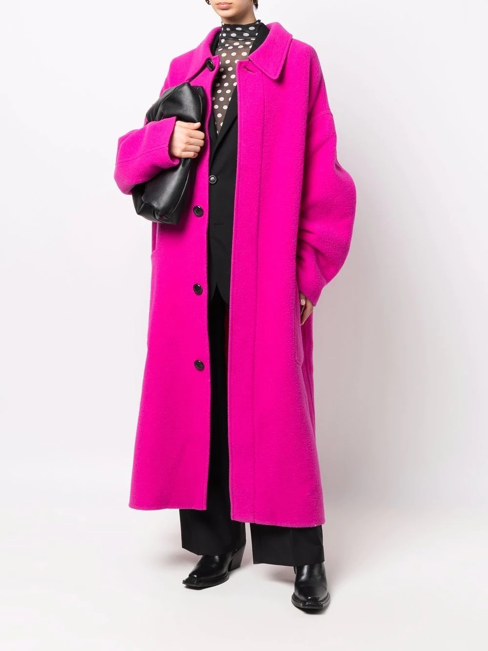 oversize wool single-breasted coat - 3