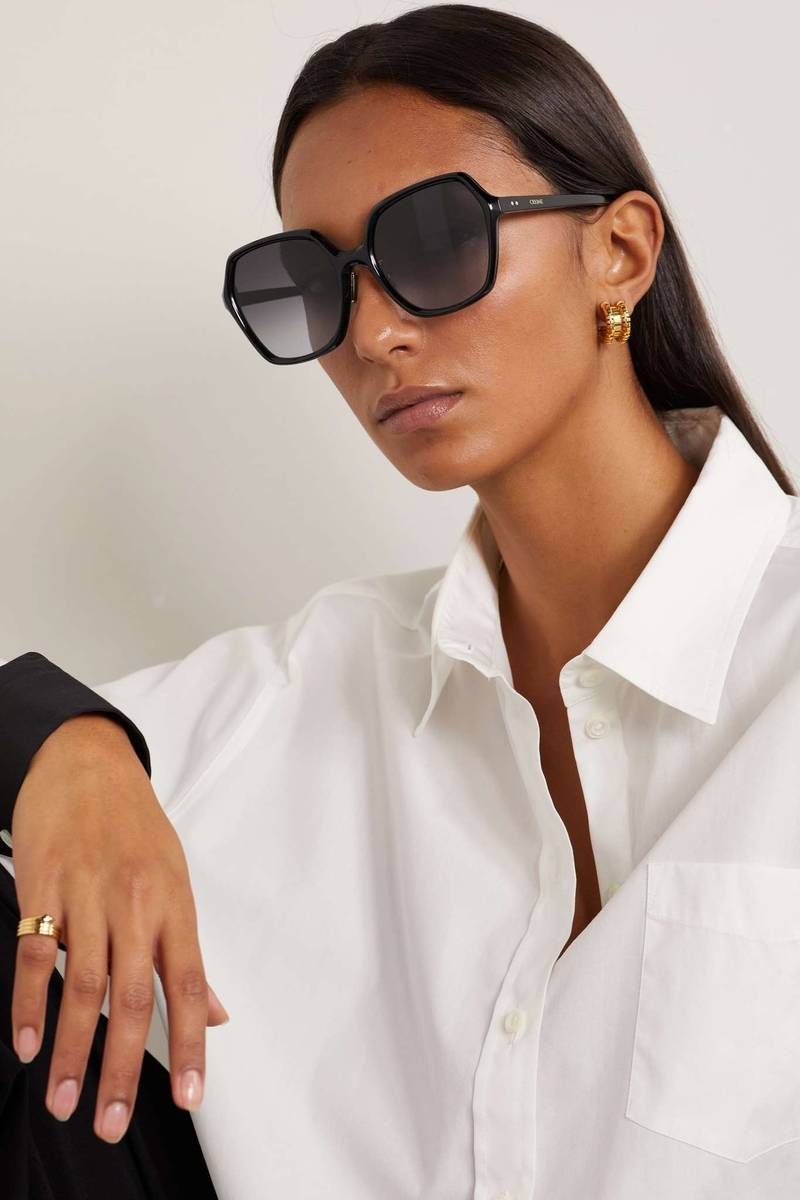 CELINE Oversized square-frame tortoiseshell acetate sunglasses outlook