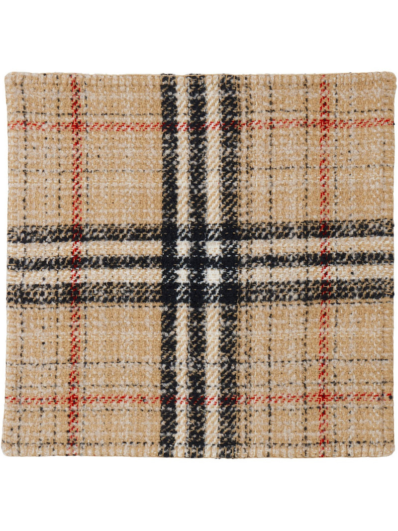 Beige Giant Check Tweed Cushion Cover - 1
