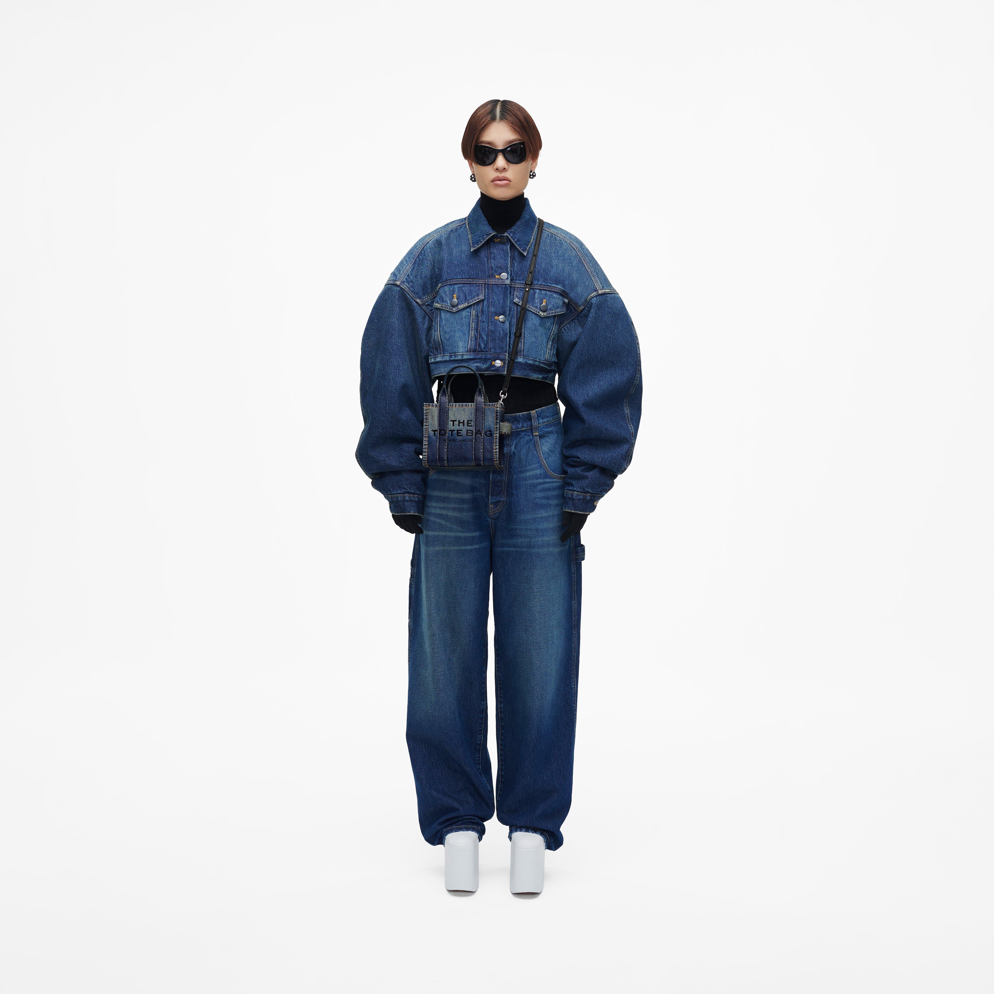 THE DENIM-PRINTED LEATHER MINI TOTE BAG - 2