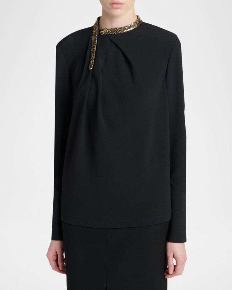Embellished-Collar Long-Sleeve Top 4