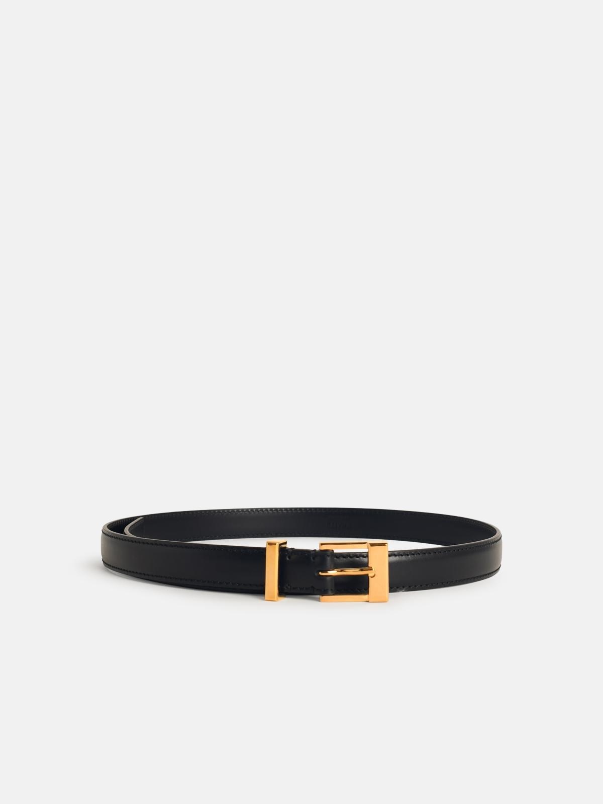 'MANHATTAN' BLACK LEATHER BELT - 1