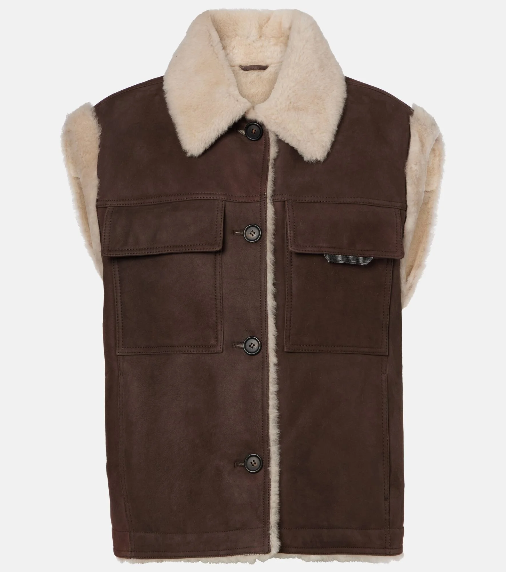 Shearling-lined suede vest - 1