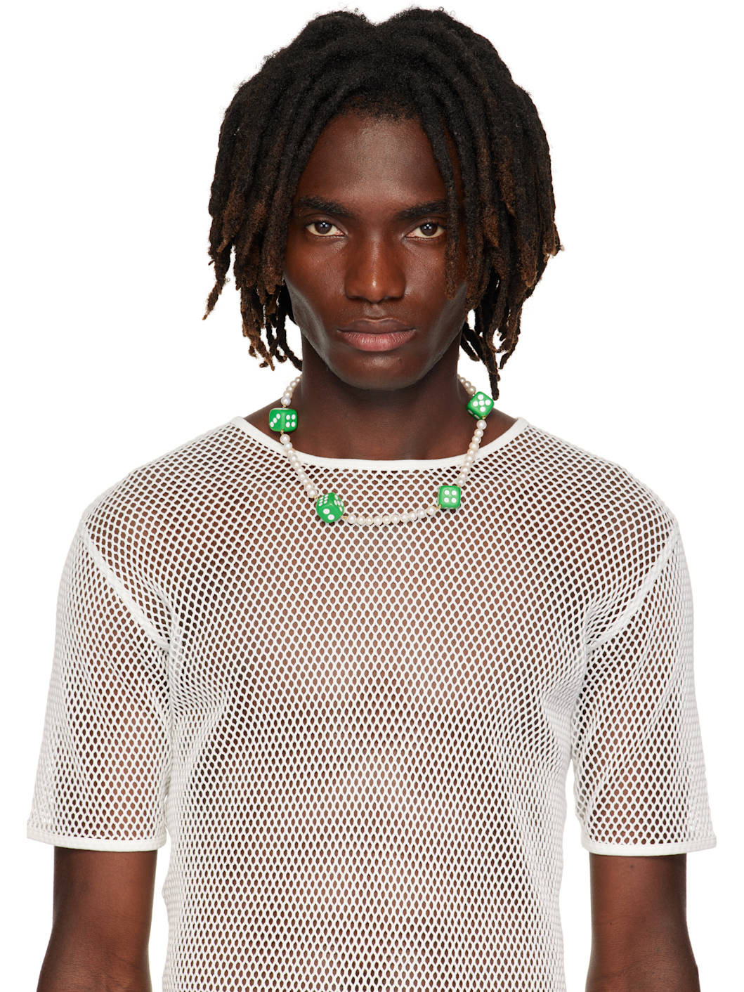 'The Pearl Green 4 Dice' Necklace - 2