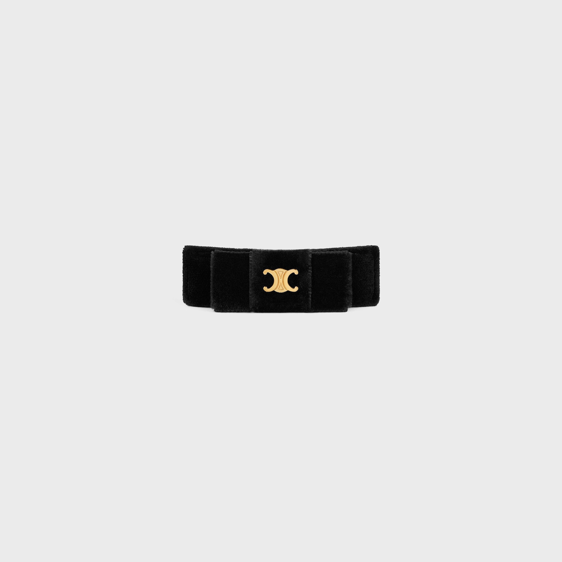 Le Soir Ribbon Hair Clip in Polyester, Calfskin, Brass with Gold Finish and Steel - 1
