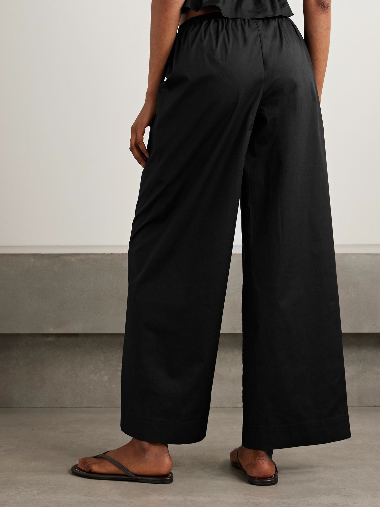 Bonfire cotton-blend poplin wide-leg pants Black - 3
