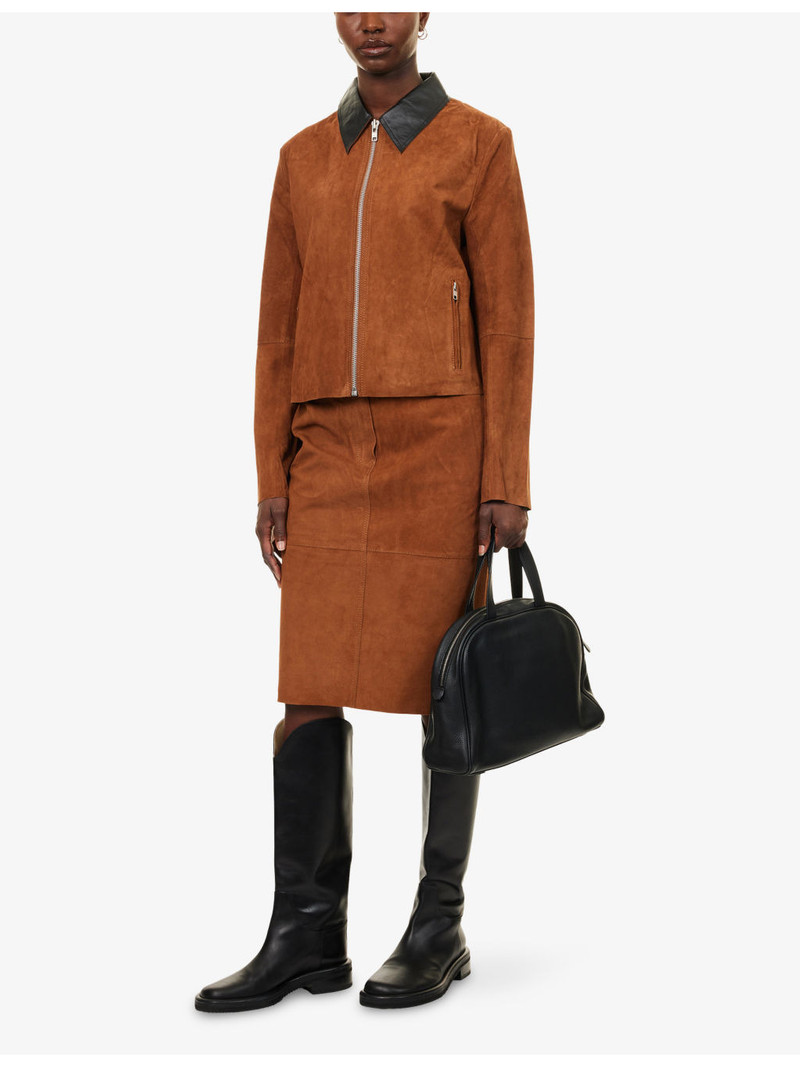 SAMSØE SAMSØE Sashiloh Boxy-Fit Leather Jacket outlook