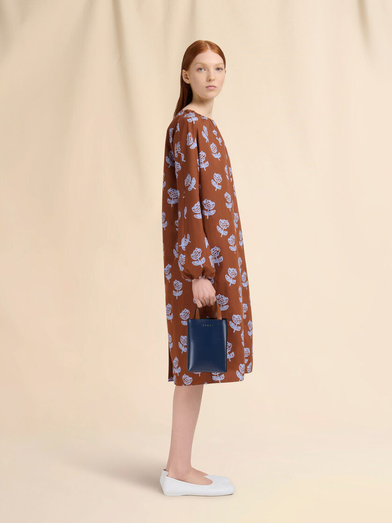 Marni BLUE GRAY AND BROWN LEATHER MUSEO NANO BAG outlook