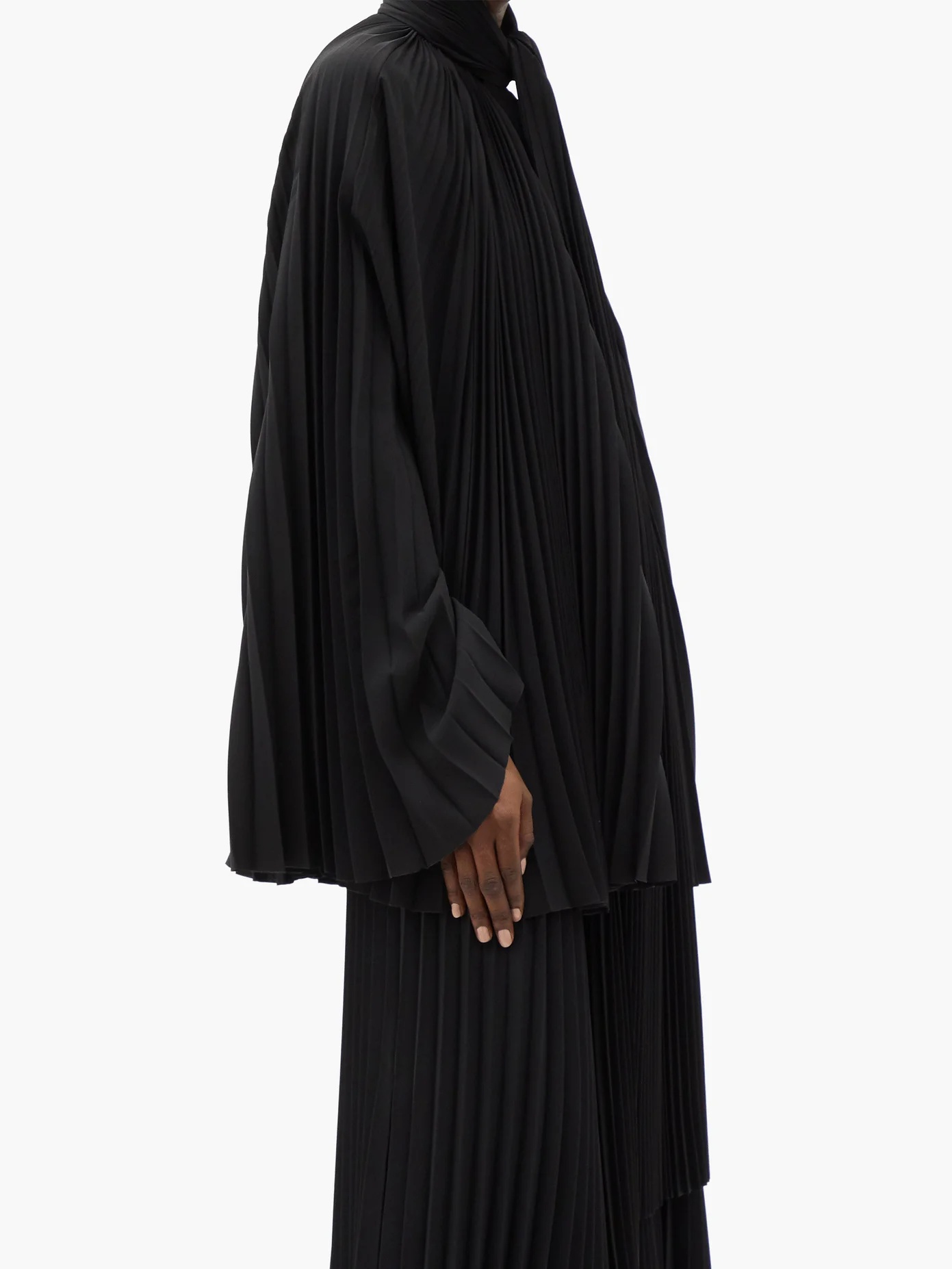 Pleated-satin cape top - 6