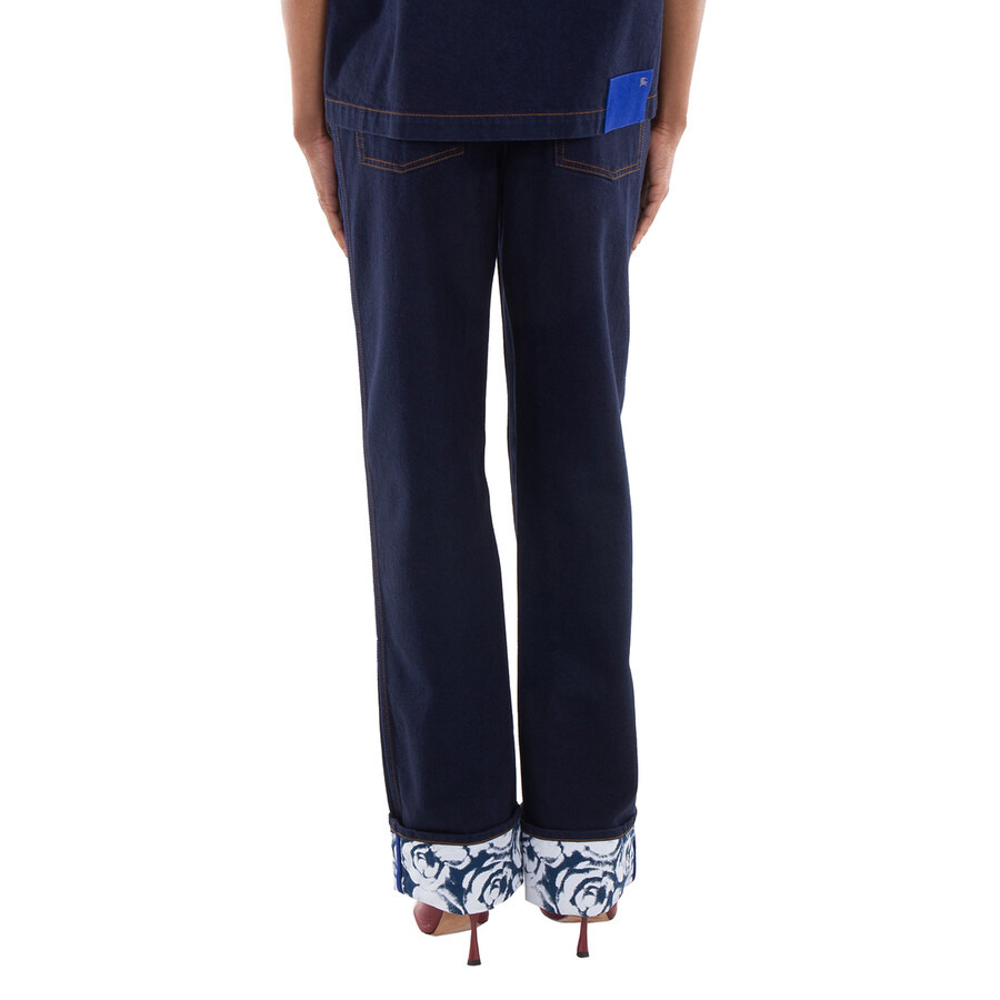 Burberry Contrast Cuff Boyfriend Denim Trousers - 4