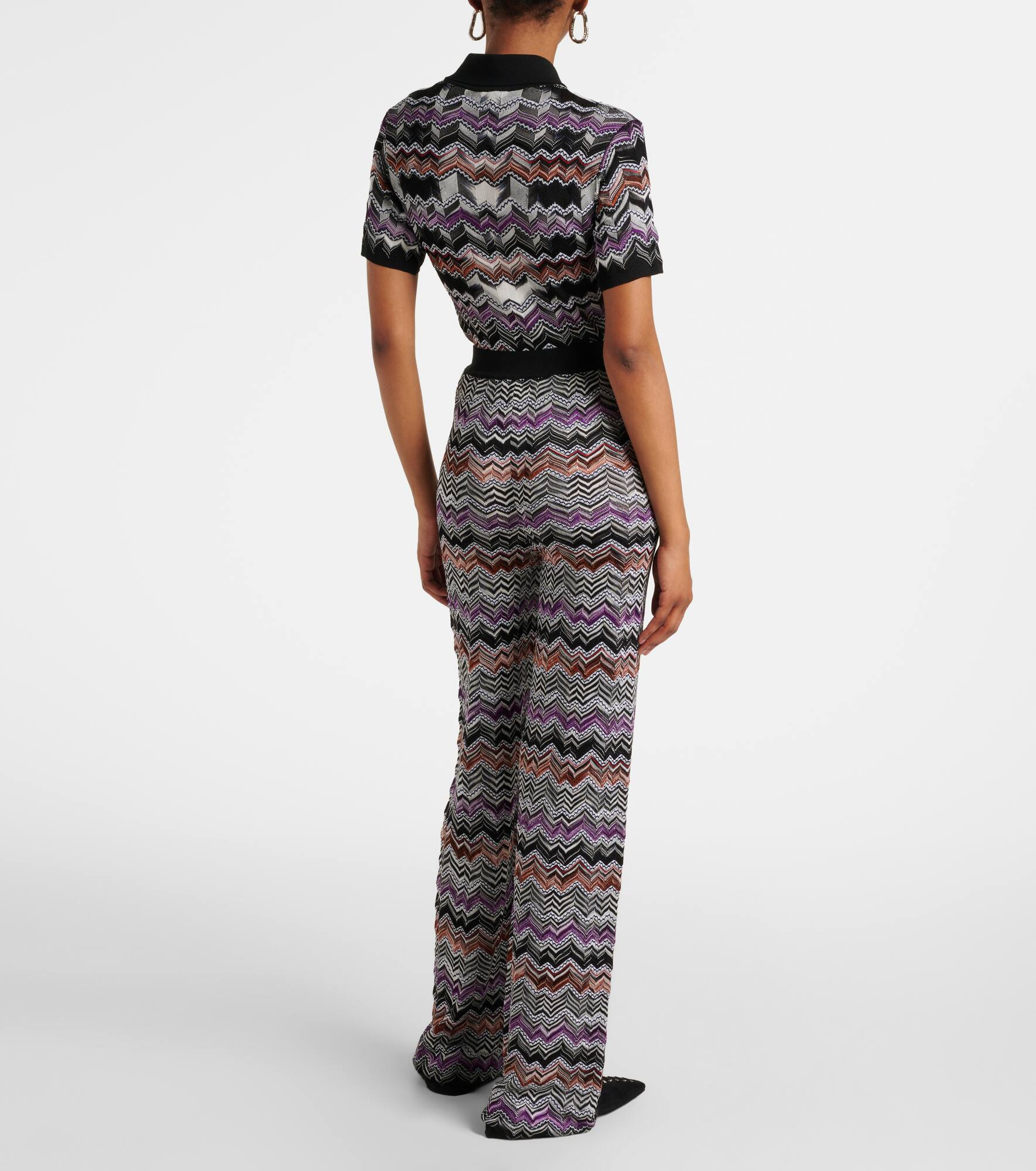 Zigzag knitted wide-leg pants - 3