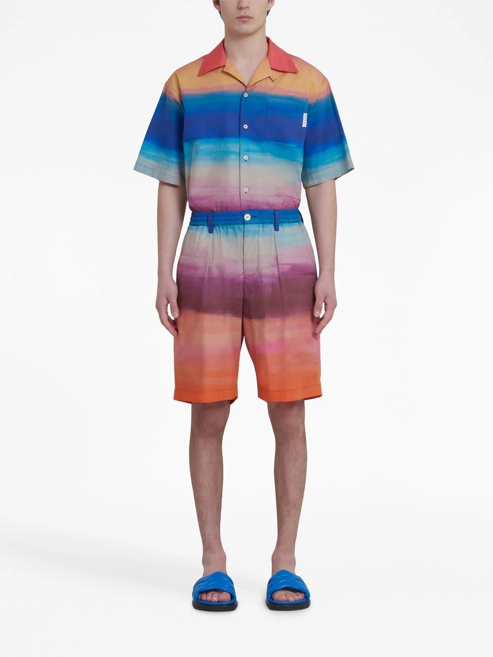 PAINTERLY-PRINT PLEATED COTTON SHORTS - 3