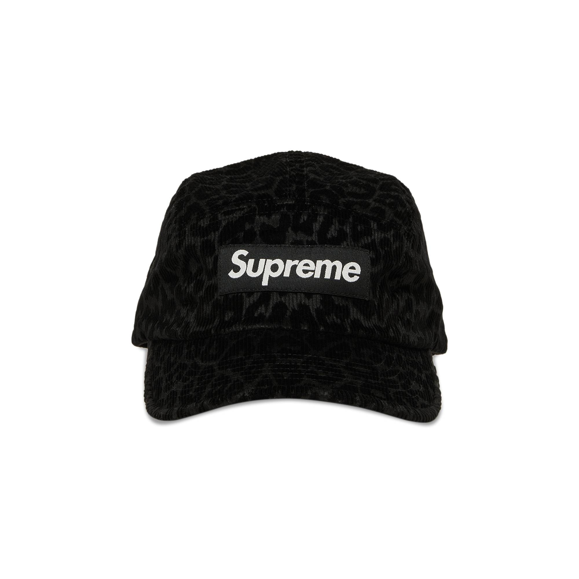 Supreme Leopard Corduroy Camp Cap 'Black' - 1