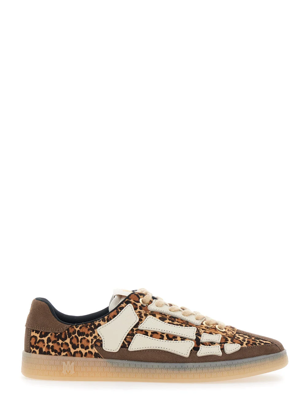 Amiri Men 'Pacific Bones' Brown Low-Top Sneaker With Logo Patch On The Tongue And Leopard Print In S - 1