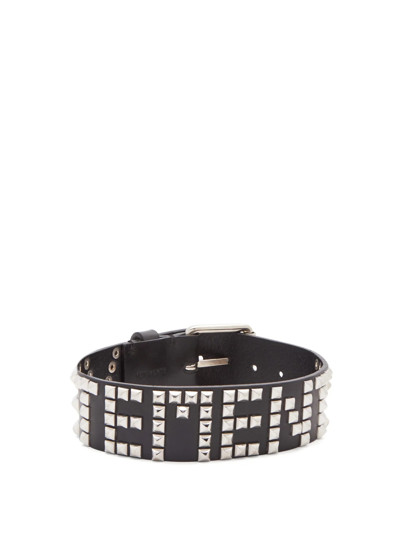 Studded-logo leather choker - 1