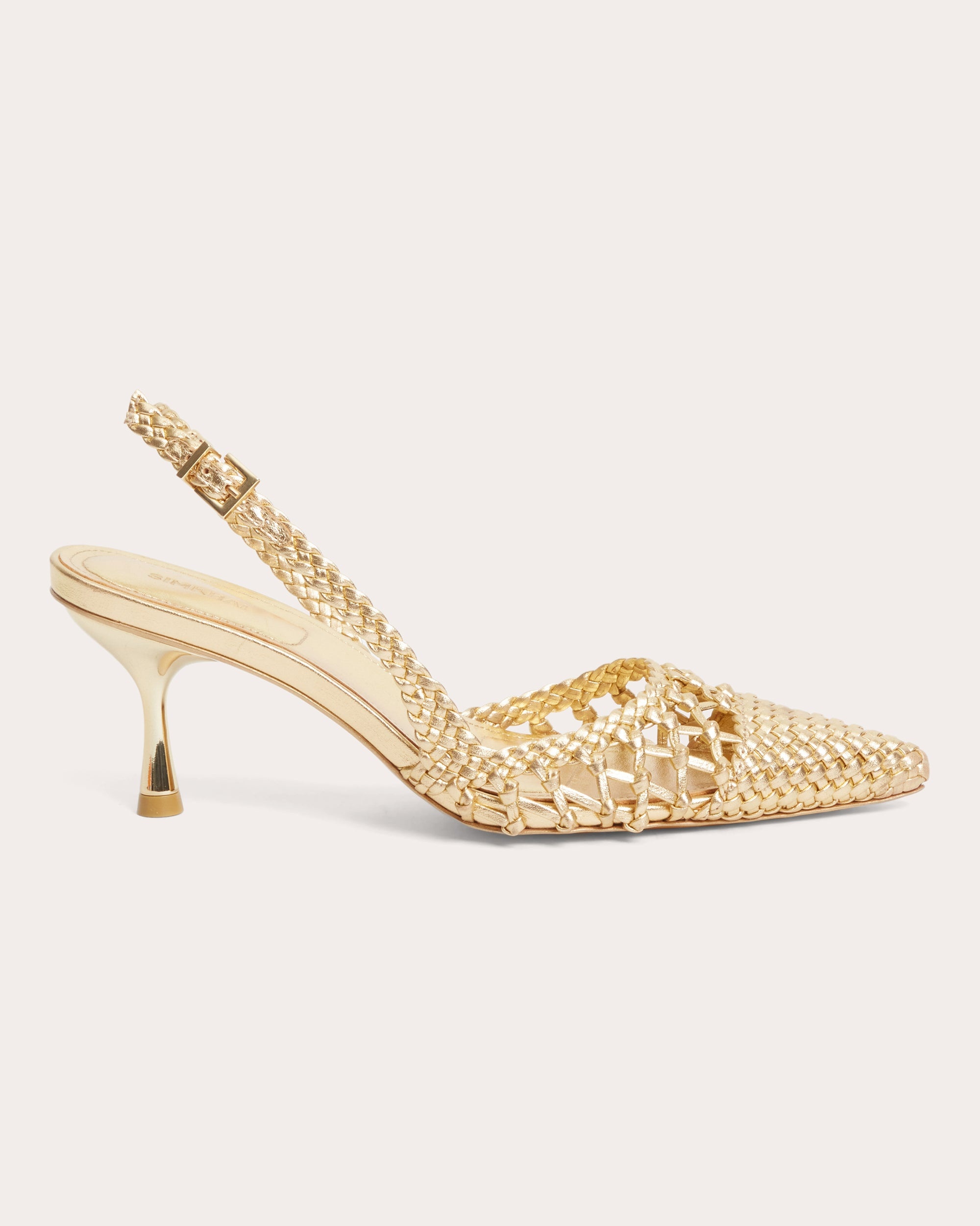 Dylan Woven Metallic Leather Slingback Heel - 1
