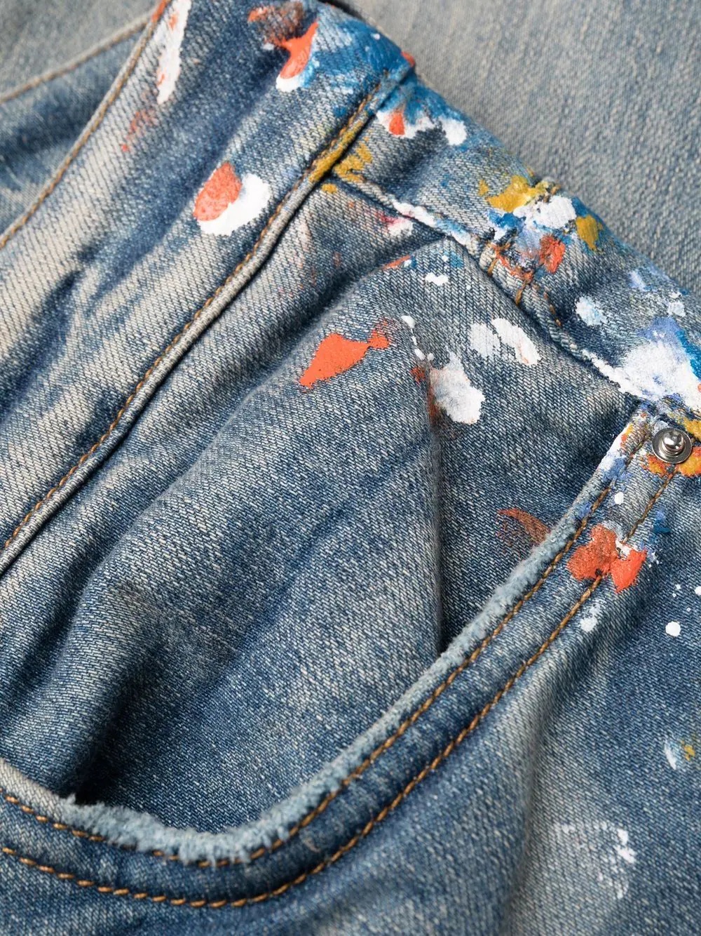 paint-splattered skinny jeans - 7