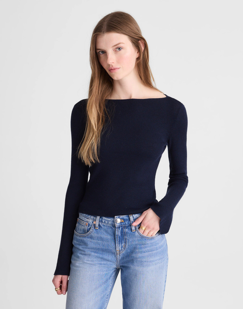 Madewell Flared-Sleeve Boatneck Sweater in Merino Wool-Silk Blend outlook