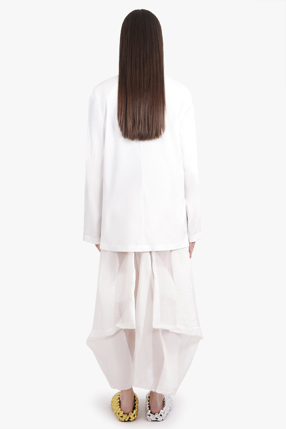 GRETA SOFT PLEAT MIDI SKIRT | SMOKE WHITE/GREY - 4