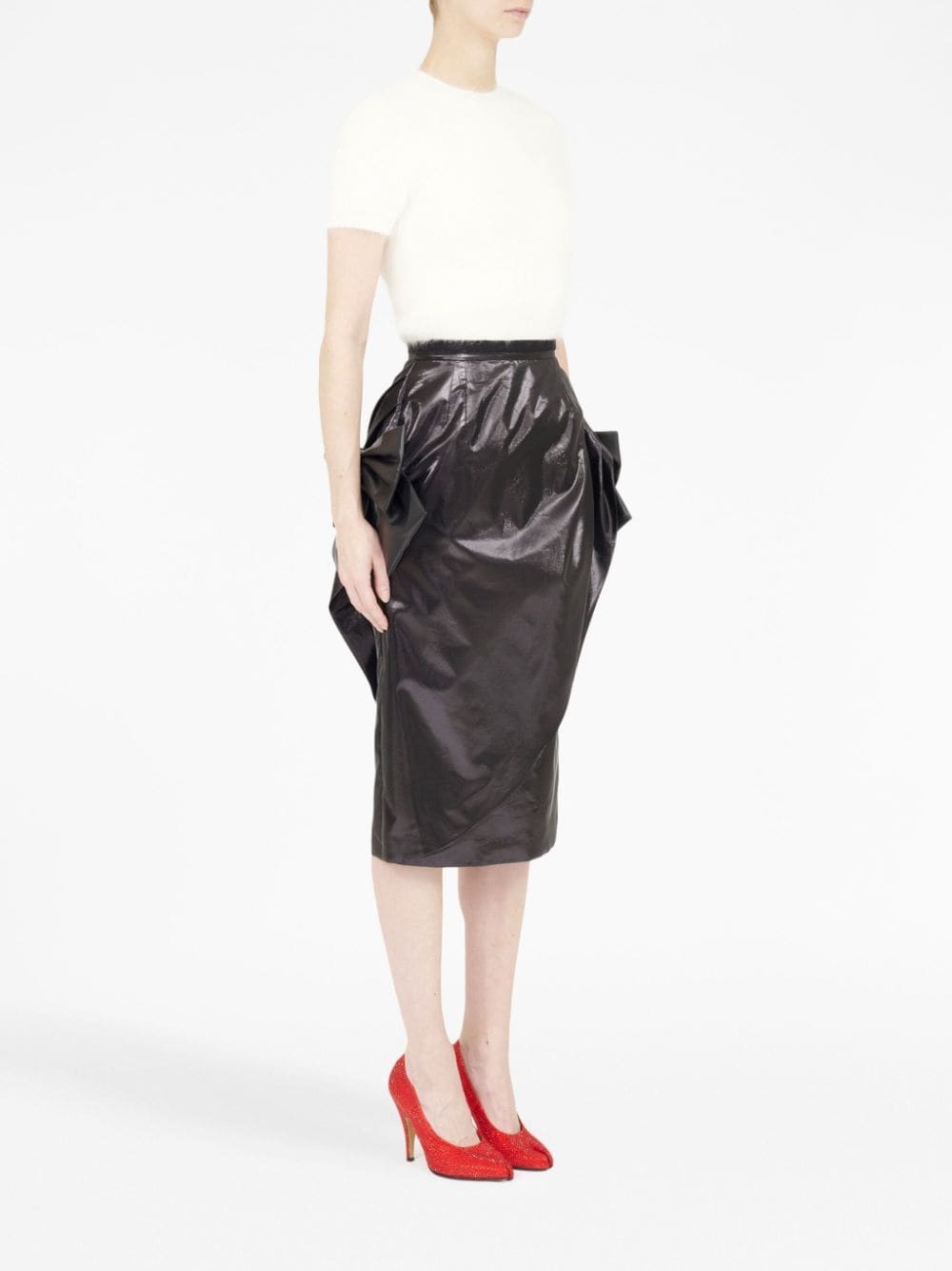 bow-detail asymmetric midi skirt - 3